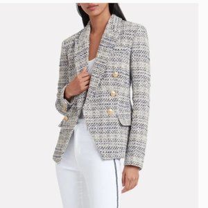 L'AGENCE Kenzie Tweed Blazer in Daydream Blue USA L